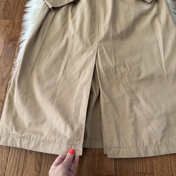 American Eagle Twill Long Trench Coat Women’s Large Belted Beige Jacket Preppy - Picture 15 of 16